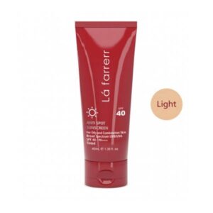 کرم ضد آفتاب لافارر رنگی روشن light مناسب پوست‌های چرب و مختلط و مستعد آکنه